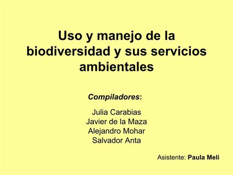 Pdf Uso Y Manejo De La Biodiversidad Y Sus Servicios …€¦ · Uso De Los