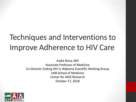 Webinar: Techniques and Interventions to Improve Adherence to HIV Care ...