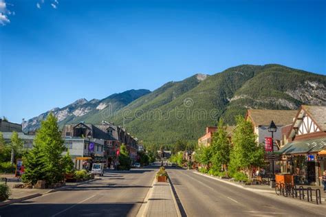 Street View Of The Famous Banff Avenue In Banff Alberta Editorial