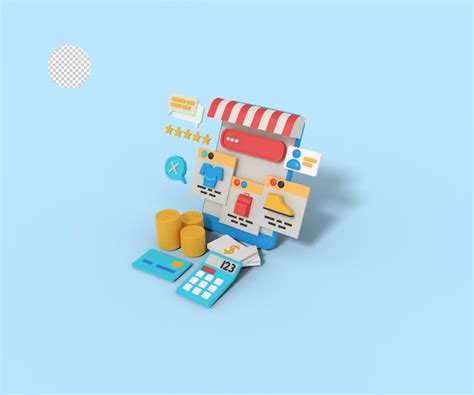 Premium PSD 3d Illustration Of Online Shop App On Phone