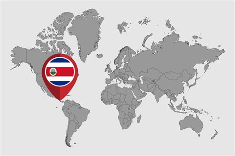 pin mapa con la bandera de costa rica en el mapa mundial ilustración