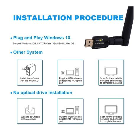 5dbi Antenna Wifi Dongle Anewish Ac600 58ghz 433mbps24ghz 150mbps Dual Band Usb Wifi