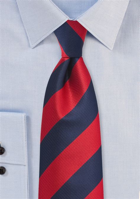 Red And Navy Repp Stripe Tie In Xl Length Bows N Ties