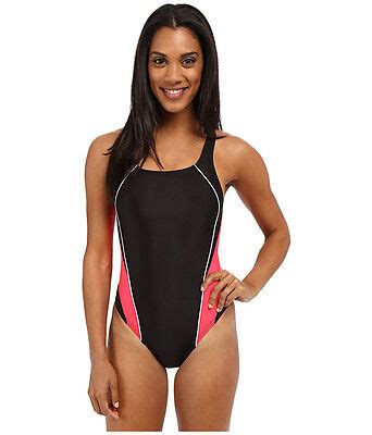 Speedo Solid Pro Lt Drop Back One Piece Swimsuit Black Red Size New