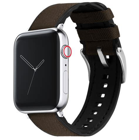 Apple Watch Chocolate Brown Cordura Fabric And Silicone Hybrid Watch B