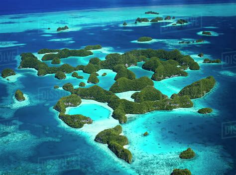 Aerial View Of World Heritage Listed Palau Islands Micronesia Stock