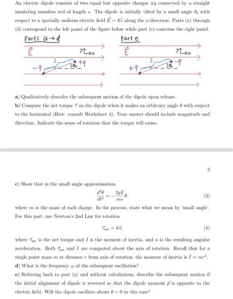 Solved An Electric Dipole Consists Of Two Equal But Oppo