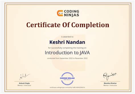 Java Certificate Of Completion Pdf