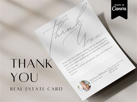 Thank You Real Estate Agent Card Template X In Realtor Business