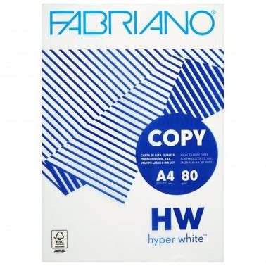 CARTA FOTOCOPIE BIANCA A4 GR 80 RISMA 500 FOGLI HYPER WHITE FABRIANO