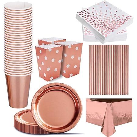 Nkaiso Pcs Rose Or Party Vaisselle Kit Vaisselles Anniversaire