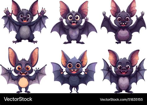 Cute Bat Cartoon Fangs Wings Royalty Free Vector Image