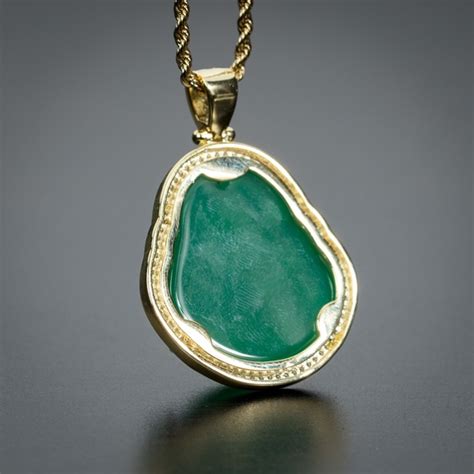 No Brand Accessories Gold Green Jade Buddha Pendant Rope Chain