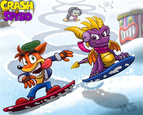 Crash and Spyro: January by MagzieArt on DeviantArt