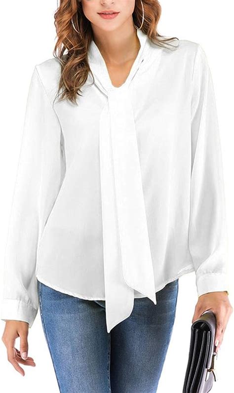 Chemisier Femme Manche Longue Élégant Mousseline de Soie Fluide Blouse