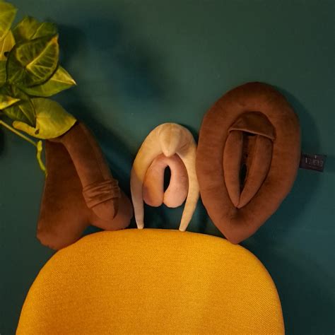 Vulva Clitoris And Penis Pillows Set Brown Vulva Puppet With