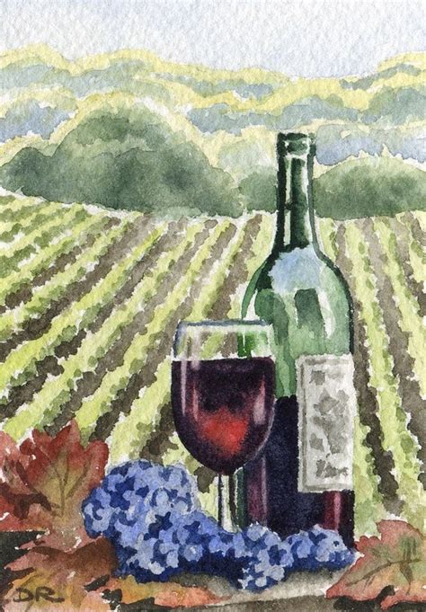 Wine Fruit Of The Vine Watercolor Fine Art Print By Artist D J