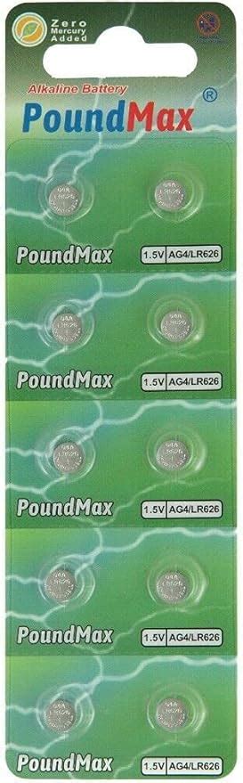 10 X AG4 376 377 LR66 SR626 SR626SW 1 5v PoundMax ALKALINE BUTTON CELL