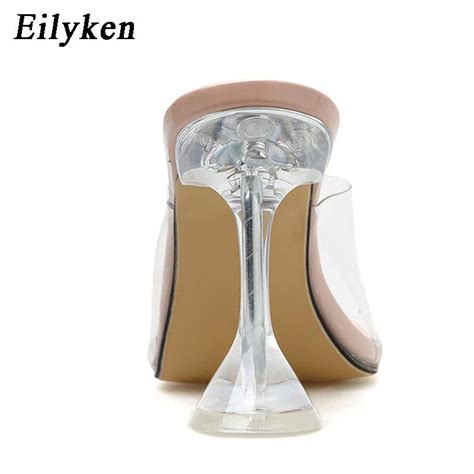 Cheap Eilyken Pvc Transparent Band Square Open Toe Women S Pumps