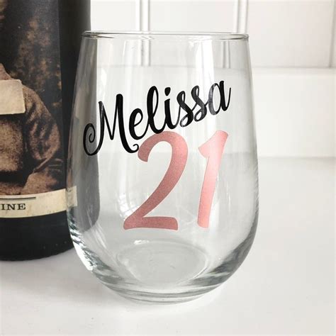 21st Birthday Wine Glass Personalized 21st Birthday Glass 21st Birthday