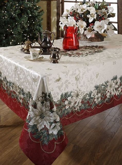 Christmas Holiday Noel Jacquard Printed Tablecloth 60 X 104 - Tablecloths