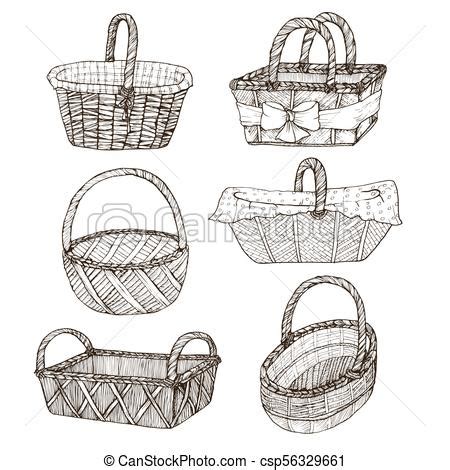 Picnic Basket Sketch at PaintingValley.com | Explore collection of ...