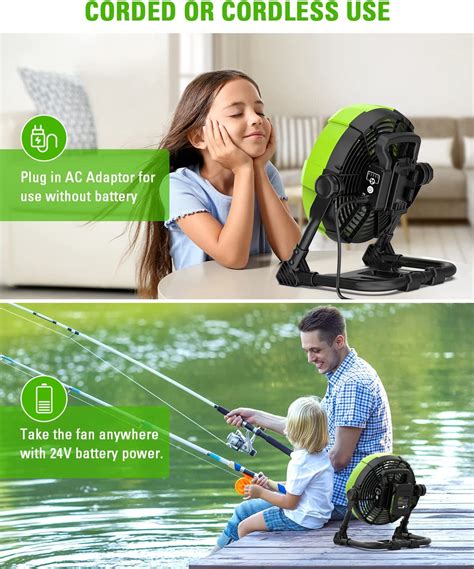 Greenworks 24v 10 5 Speed Fan 500 Cfm With 2 0ah Usb Battery And Charger