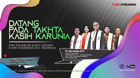 Ibadah Live Streaming Gereja Toraja Jemaat Bintaro 10 Oktober 2021