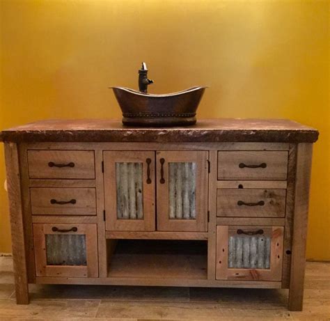 Rustic Vanity Reclaimed Barn Wood W Tin Doors Bathroom Vanity Diy