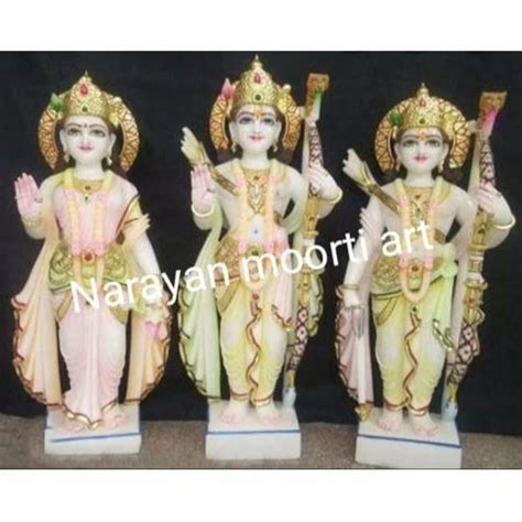 Multicolor Painted Ram Darbar Marble Statue For Worship Size 22 Inch