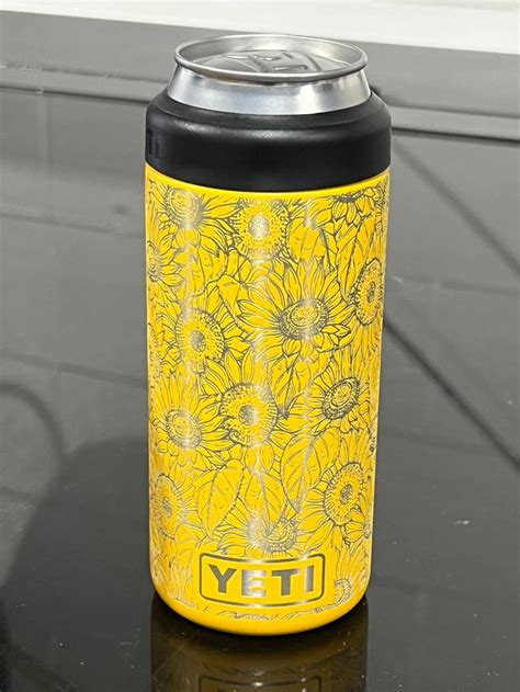 Yeti Slim Colster Alpine Yellow Sunflower Laser Engraved Etsy