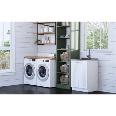 Simpli Home Murphy 24 Inch Laundry Cabinet Brushed Nickel Modern Design