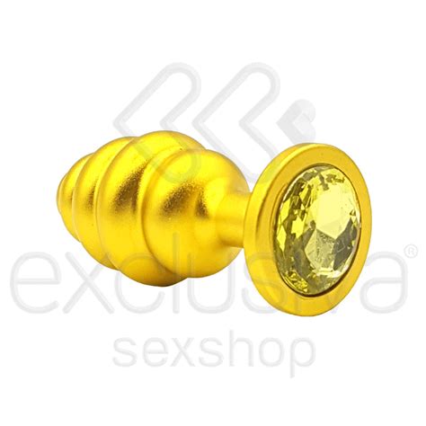 Plug Anal Dourado Escalonado Joia Amarelo Lust Metal