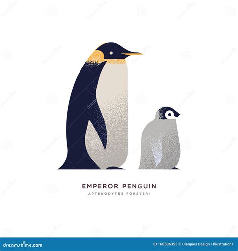 Emperor Penguin Animal Cartoon Isolated with Baby Stock Vector