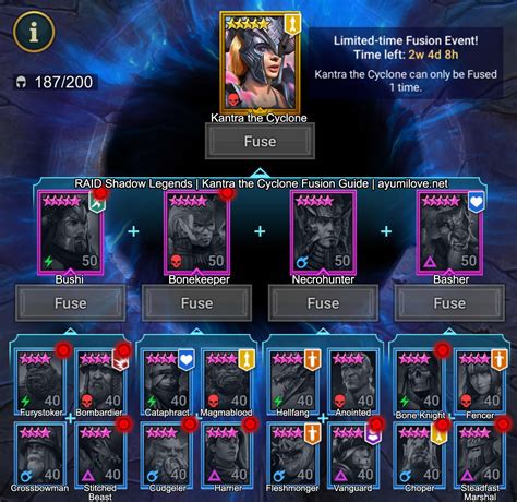 Raid Shadow Legends Champion Fusion 2020 Guide AyumiLove