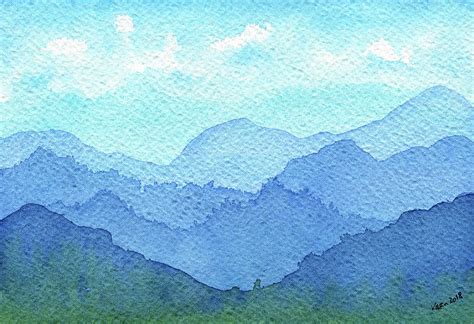 Misty mountains watercolor painting Painting by Karen Kaspar