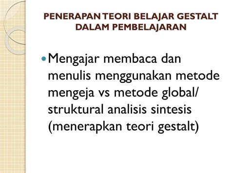 PPT PENERAPAN TEORI GESTALT DALAM PEMBELAJARAN PowerPoint