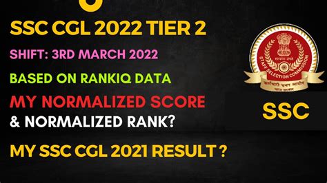 SSC CGL 2022 Tier 2 Normalized Score Rank RankIQ Ssc Ssccgl2022