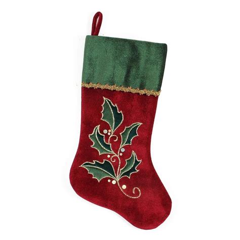 Northlight Red Velvet 205 In Red Holly Christmas Stocking At