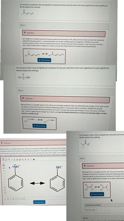 Solved For The Given Anion Draw All Significant Resonance Chegg