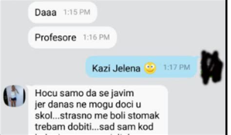 POSLALA SAM PROFESORU PORUKU DA DANAS NE MOGU U ŠKOLU Kad mi je ovo