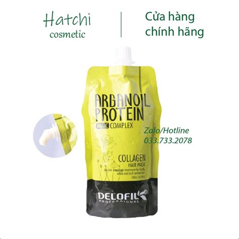 Dầu Hấp Ủ Tóc Collagen Delofil Arganoil Protein Siêu Mượt 500ml