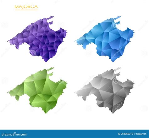 Set Of Vector Polygonal Maps Of Majorca Stock Vector Illustration Of