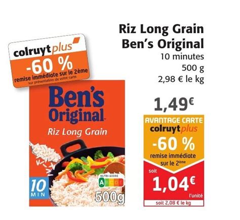 Promo Riz Long Grain Ben S Original Chez Colruyt