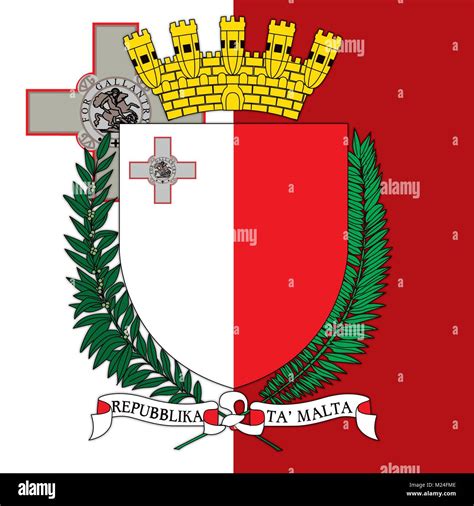 Malta Coat Of Arms And Flag Official Symbols Of The Country Stock