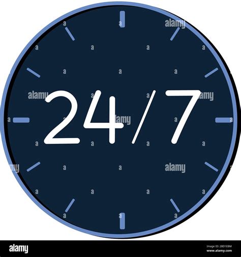 Blue 24 hour clock, 24 hour service symbol. vector illustration on a white background, isolated ...