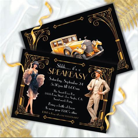 Speakeasy Flapper Great Gatsby Art Deco Party Invitation Zazzle Art