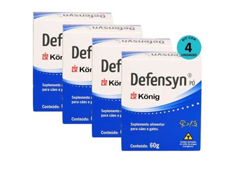 Kit 4 Suplemento Alimentar Defensyn Pó König 60g p Cães e Gatos em