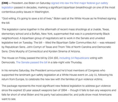 Joe Biden Signs Gun Safety Bill June 25 2022 In Tribute To September