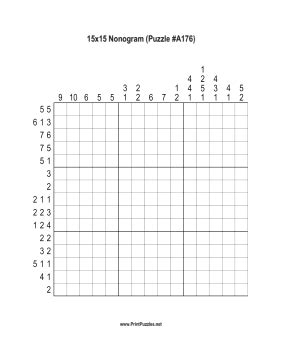 Nonogram - 15x15 - A176 Printable Puzzle